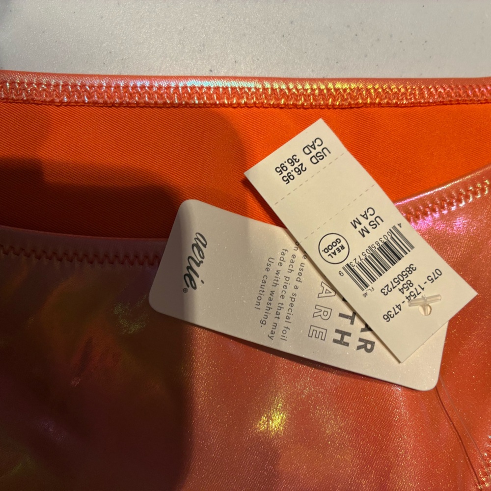 NWT Aerie Metallic Low Rise Cheeky Bikini Bottom in Orange Size Large - Picture 6 of 8